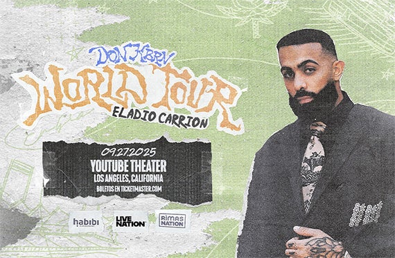 More Info for Eladio Carrión Unveils Massive 31-Date “DON KBRN World Tour” Kicking off in August 2025 With a Stop at YouTube Theater